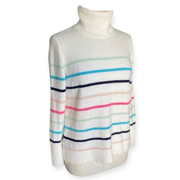 GAP Turtleneck Soft Preppy Rainbow Coastal Knit Pullover Sweater Size S - Picture 3 of 10